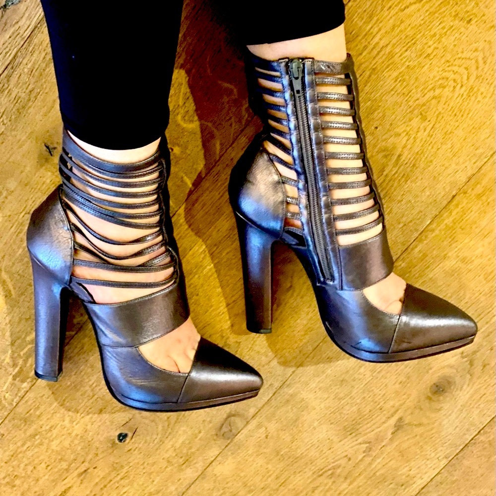 Versace Metallic caged bootie size 38